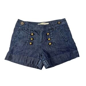 Daughters of the Liberation Denim Shorts Gold Button Detail Size 4